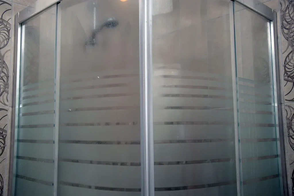 shower with etched glass