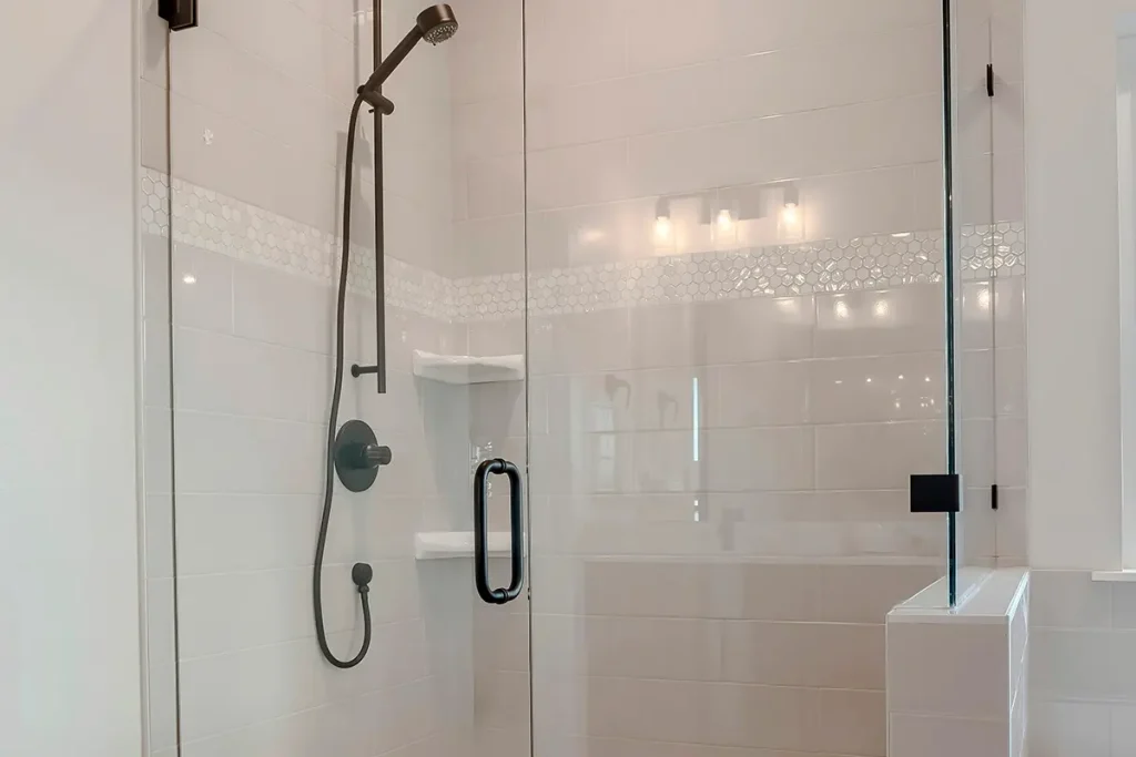 shower with Inline Glass Shower Doors