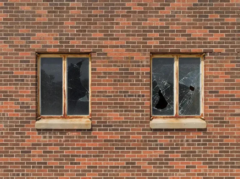 A pair of broken windows.